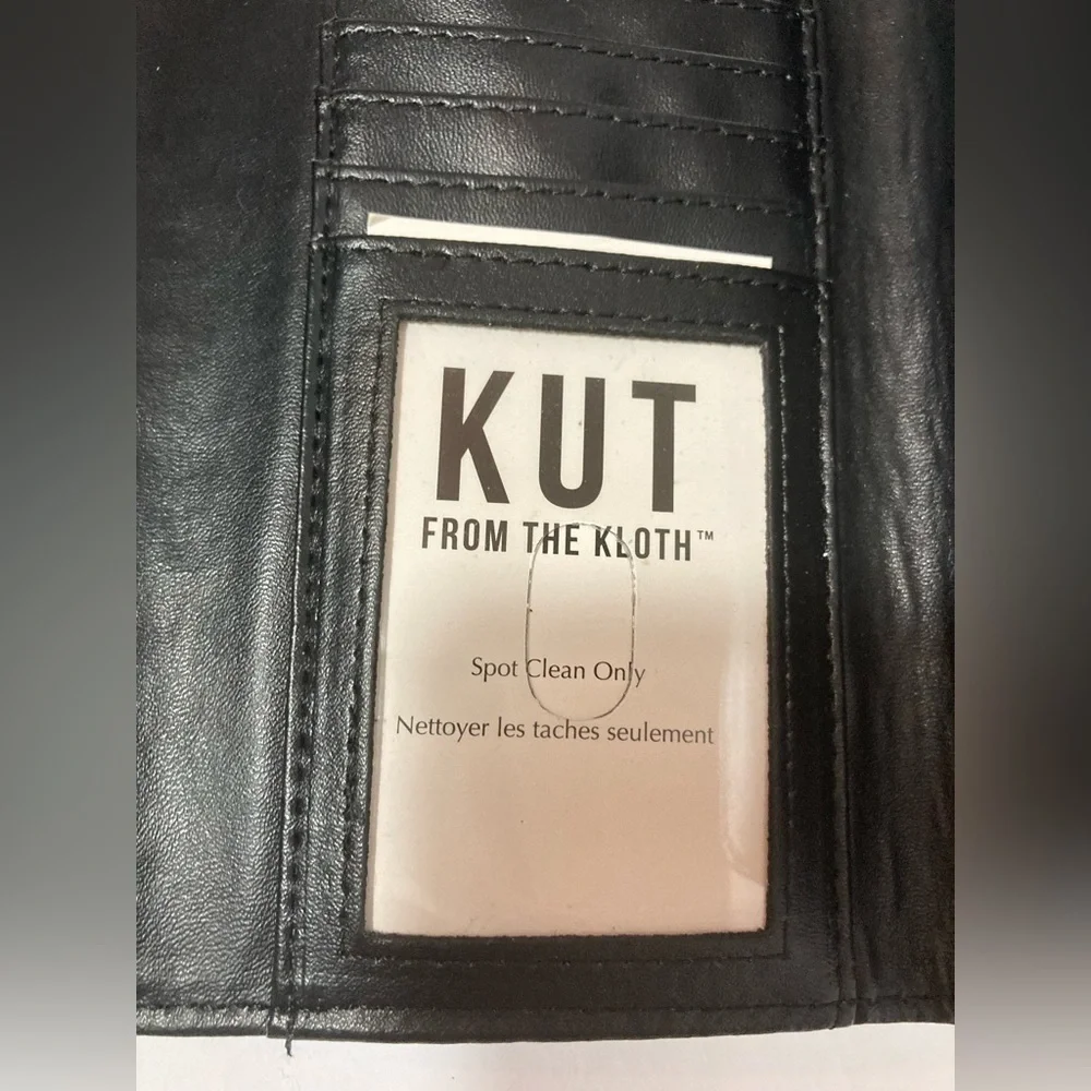 Kut from the kloth black and white striped wallet billfold clutch